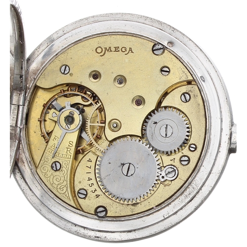 221 - Omega 'Grand Prix' silver (0.900) lever half hunter pocket watch, circa 1912, signed gilt frosted mo... 