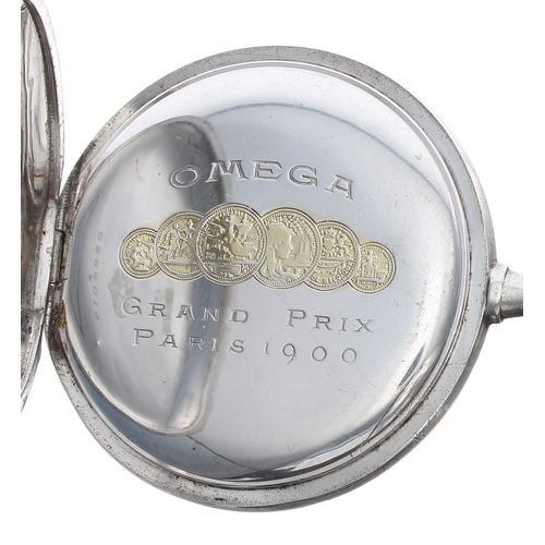 221 - Omega 'Grand Prix' silver (0.900) lever half hunter pocket watch, circa 1912, signed gilt frosted mo... 