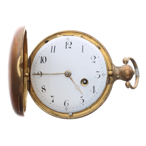 222 - Early 19th century English gilt metal verge hunter pocket watch, the fusee movement signed Chas. Fra... 