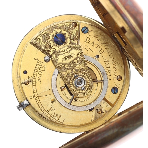 222 - Early 19th century English gilt metal verge hunter pocket watch, the fusee movement signed Chas. Fra... 