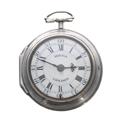 227 - Good 18th century English silver triple cased verge pocket watch, London 1765, the fusee movement si... 