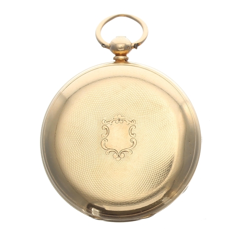 228 - Victorian 18ct fusee lever pocket watch with a name dial , London 1849, the slim movement signed Joh... 