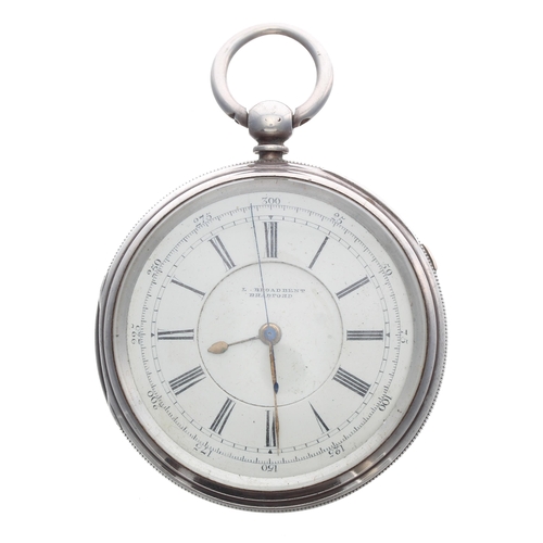 232 - Victorian silver centre seconds chronograph lever pocket watch, Chester 1894, three quarter plate mo... 