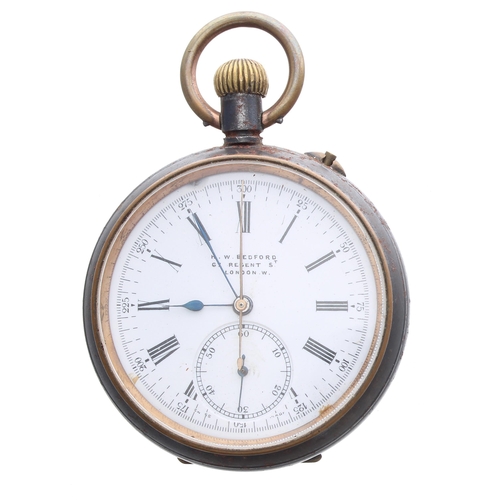 235 - Swiss gunmetal chronograph lever pocket watch, the gilt frosted movement inscribed 'The Ascot, Paten... 