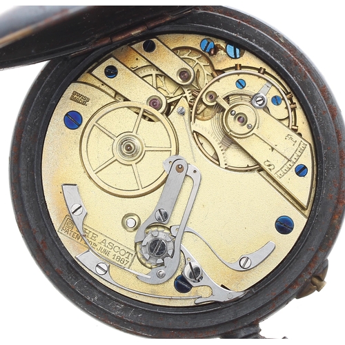 235 - Swiss gunmetal chronograph lever pocket watch, the gilt frosted movement inscribed 'The Ascot, Paten... 