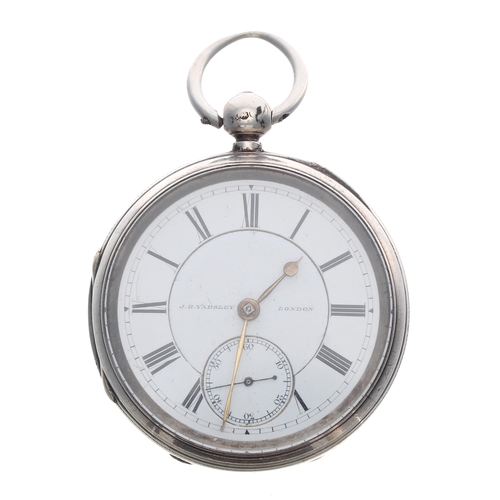 236 - Victorian silver fusee lever pocket watch, London 1884, the movement signed J.B Yabsley, no. 81059, ... 