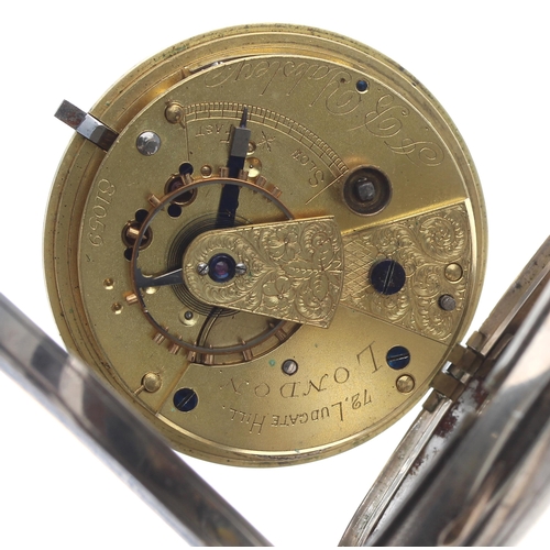 236 - Victorian silver fusee lever pocket watch, London 1884, the movement signed J.B Yabsley, no. 81059, ... 