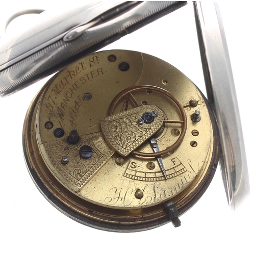 238 - H. Samuel silver lever pocket watch, Birmingham 1893, signed movement, no. 246045, dust cover, signe... 