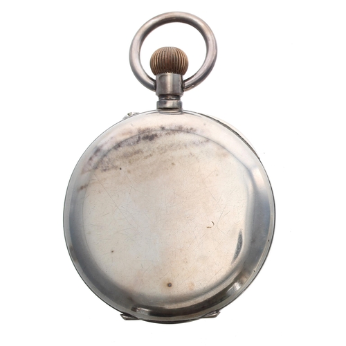 242 - Continental silver (0.935) Goliath lever pocket watch, unsigned gilt frosted movement with bi-metall... 