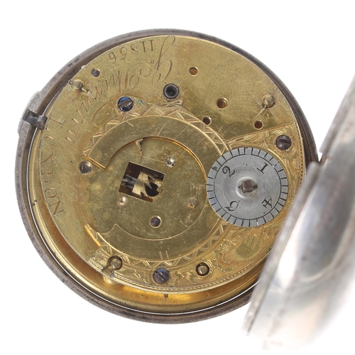 514 - George III silver verge pair cased pocket watch for repair, London 1799, the fusee movement signed G... 