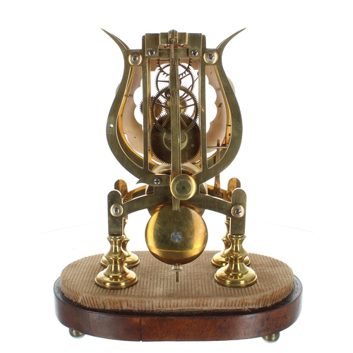 1526 - English brass single fusee skeleton clock in the manner of Dent, the 4.75