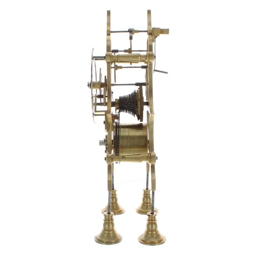 2332 - Brass single fusee skeleton clock, the 3.75