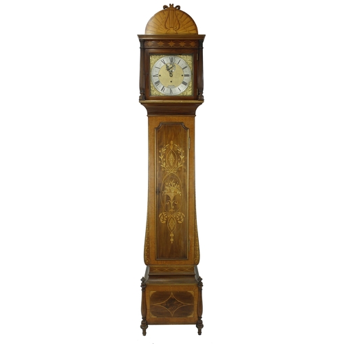 1821 - Mahogany three train longcase clock, the 12.5