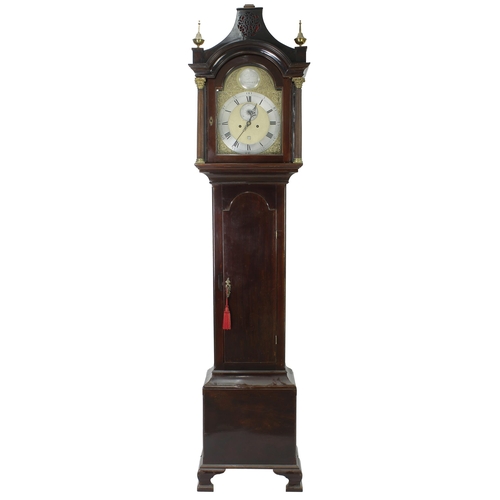 1824 - Mahogany eight day longcase clock with five pillar movement, the 11.75