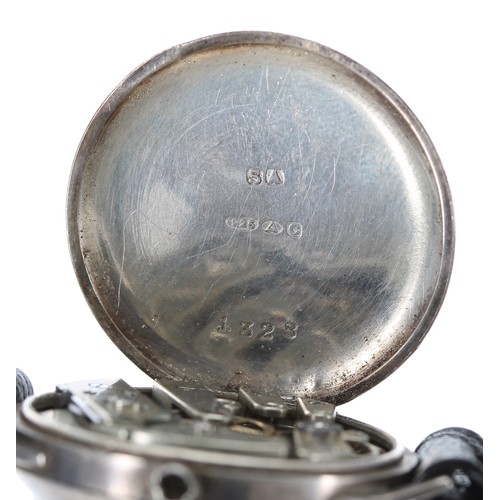 129 - Silver wire-lug wristwatch with import hallmarks for Birmingham 1927, the movement signed Patek Phil... 