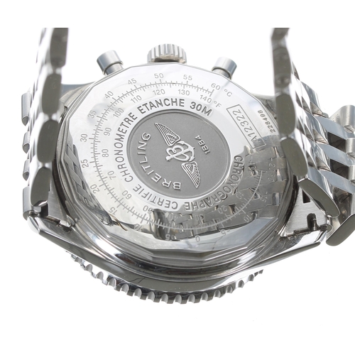 60 - Breitling Cosmonaute chronograph stainless steel gentleman's wristwatch, reference no. A12322, seria... 