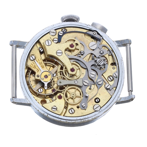 135 - Attributed to Lemania, single push button chronograph nickel plated and stainless steel gentleman's ... 