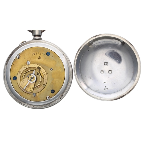 148 - British Military issue silver lever pocket watch, Birmingham 1919, the movement with compensated bal... 