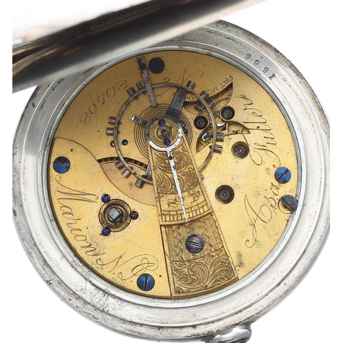 175 - United Stated Watch Co. lever hunter pocket watch, serial no. 80508, circa 1874, Asa Fuller grade mo... 