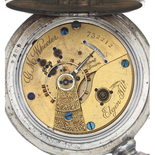 177 - Elgin National Watch Co. 'G.M. Wheeler' lever pocket watch, serial no. 732212, circa 1879, signed mo... 