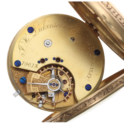 265 - 18ct Centre Seconds Chronograph lever pocket watch, Chester 1895, the gilt frosted three quarter pla... 