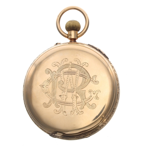 275 - Edwardian 18ct Centre Seconds Chronograph pocket watch, Chester 1904, the gilt three quarter plate l... 