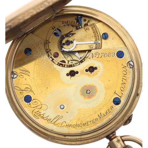 275 - Edwardian 18ct Centre Seconds Chronograph pocket watch, Chester 1904, the gilt three quarter plate l... 