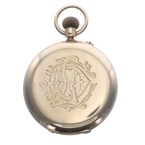 305 - Late 19th century Bryer & Sons 18ct lever hunter pocket watch, London 1899, gilt three quarter p... 