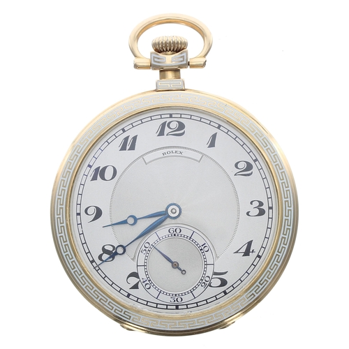 315 - Attractive Rolex 18ct slim dress pocket watch, import hallmarks London 1920, unsigned movement with ... 