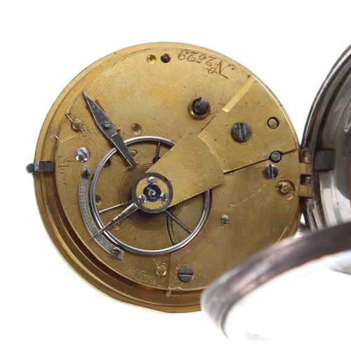 300 - Victorian silver fusee lever pocket watch, London 1854, unsigned movement, no. 2529, with steel thre... 