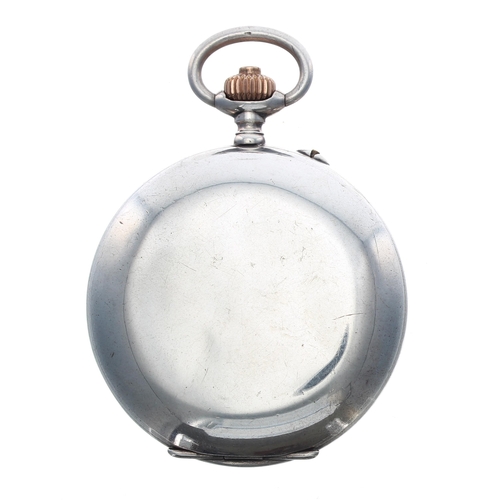 308 - Interesting Continental silver (0.935) calendar pocket watch, the enamel dial signed Globo and inscr... 