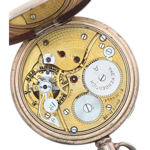 312 - Kendal & Dent 'The Kendentick' gold plated lever pocket watch, 21 jewel 5 adj. movement with com... 