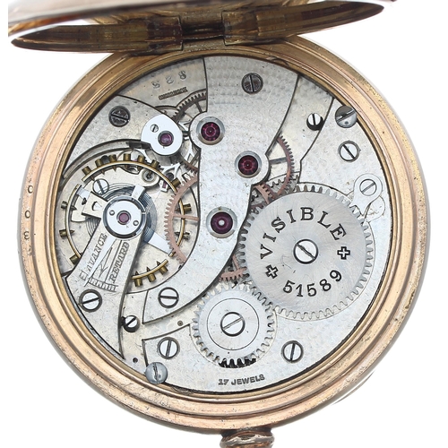 330 - Visible gold plated lever pocket watch, 17 jewel movement with compensated balance and regulator, hi... 