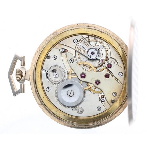 319 - George V 9ct slim lever dress pocket watch, import hallmarks Glasgow 1929, unsigned movement with co... 