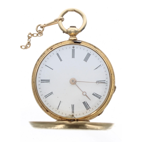 320 - Attractive small 18k Continental cylinder hunter fob watch, gilt frosted bar movement, inscribed hin... 