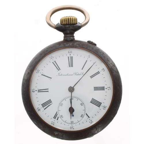 321 - Early 20th century gunmetal lever pocket watch, the gilt frosted movement with compensated balance a... 