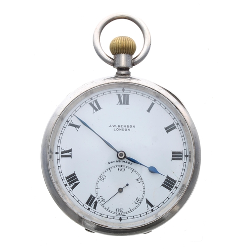 261 - J.W. Benson silver lever pocket watch, import hallmarks London 1918, signed movement with compensate... 