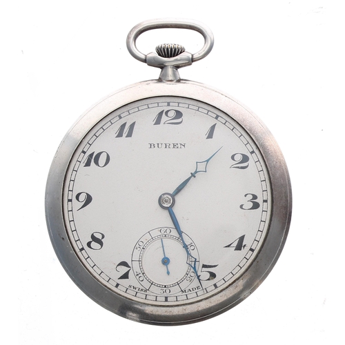 262 - Buren slim slim dress pocket watch, signed 17 14/12 15 jewel movement with compensated balance and r... 