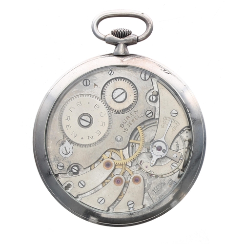 262 - Buren slim slim dress pocket watch, signed 17 14/12 15 jewel movement with compensated balance and r... 