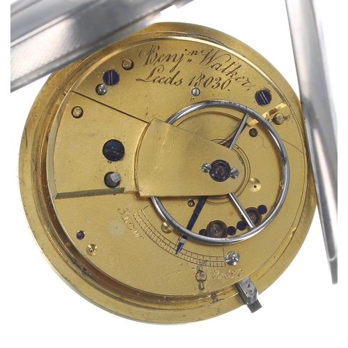 266 - George IV silver fusee lever pocket watch, London 1828, the movement signed Benj'n Walker, Leeds, no... 