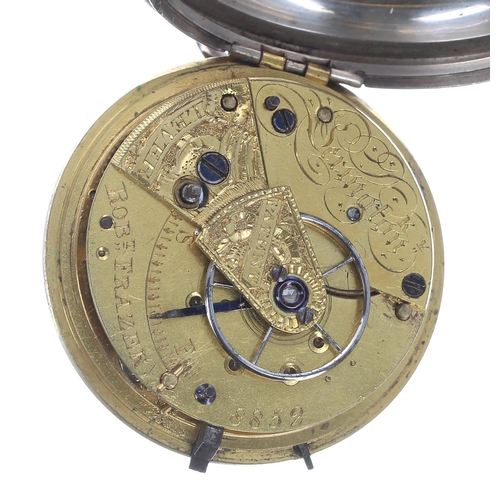 267 - William IV silver fusee lever pocket watch, Chester 1834, the movement signed Rob't Frazer, Lexingto... 