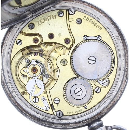 281 - Zenith silver lever pocket watch, Birmingham 1924, signed movement, no. 2359686, with compensated ba... 