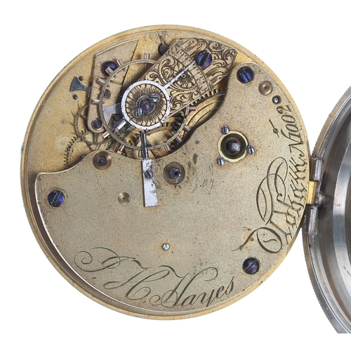 283 - Victorian silver fusee lever pocket watch, Chester 1858, the three quarter plate movement signed J.H... 