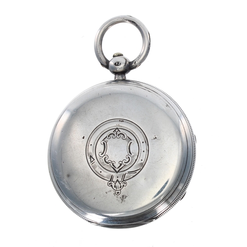 294 - Victorian silver fusee lever pocket watch, London 1877, unsigned movement, no. 12280 with engraved b... 