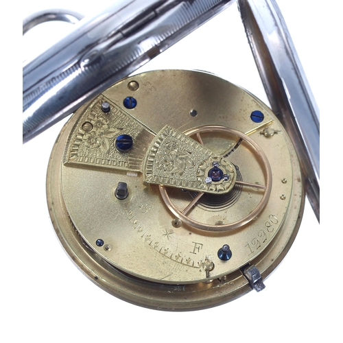 294 - Victorian silver fusee lever pocket watch, London 1877, unsigned movement, no. 12280 with engraved b... 