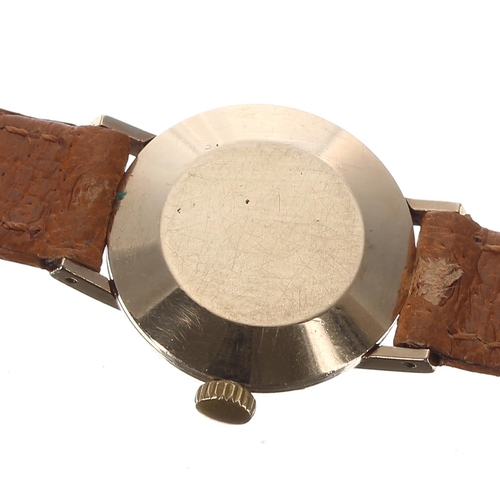 352 - 9ct lady's wristwatch, London 1967, silvered dial signed WS, ETA 2512 17 jewel movement, tan leather... 