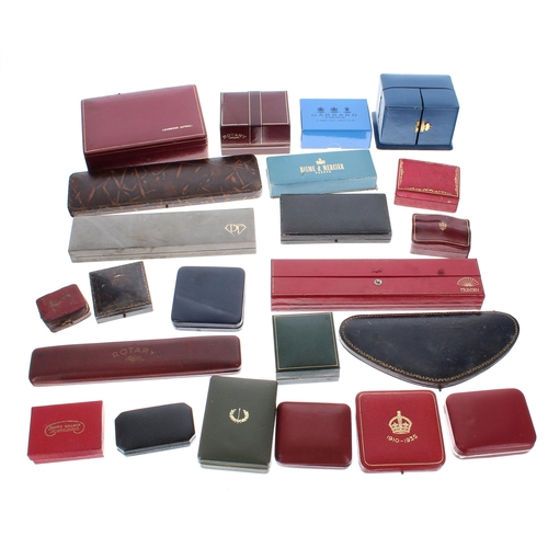 387 - Quantity of various watch and jewellery boxes including Baume & Mercier, Garrard outer box, Rota... 