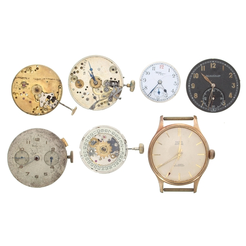 393 - Seven wristwatch movements to include J.W. Benson; Jaeger-LeCoultre; Bulova automatic; Zenith; Walth... 