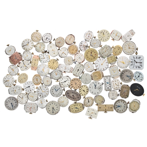 409 - Quantity of assorted ladies wristwatch movements to include Tudor, Eterna, Longines, J.W. Benson, Ro... 