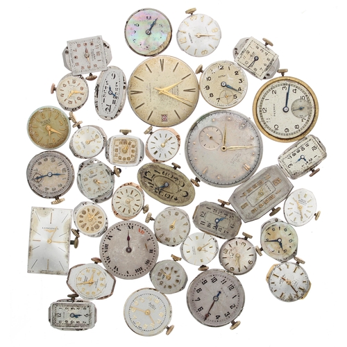 411 - Rolex - Three Rolex wristwatch movements; together with a quantity of wristwatch movements to includ... 